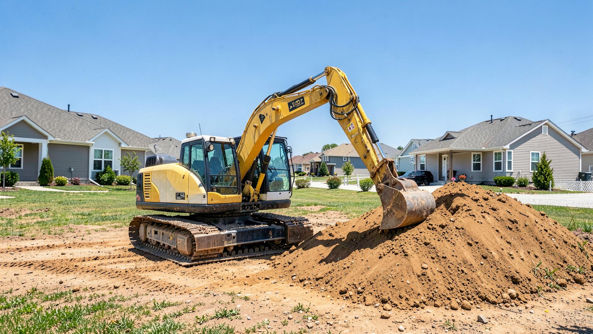 Precision Services excavator working a Saskatoon site